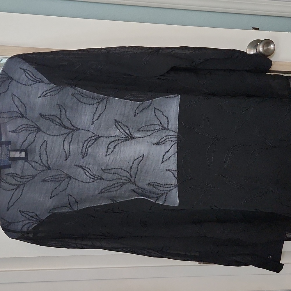 Sheer Black Button-Up Blouse - Picture 4 of 8